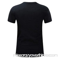 Casual Large Size New Mens Summer Printed Round Neck Short T-Shirt Tops Black B07QDJ2RW9